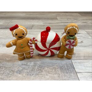 Target Bullseye Gingerbread Men Plush and Peppermint Cookie Jar Christmas Decor